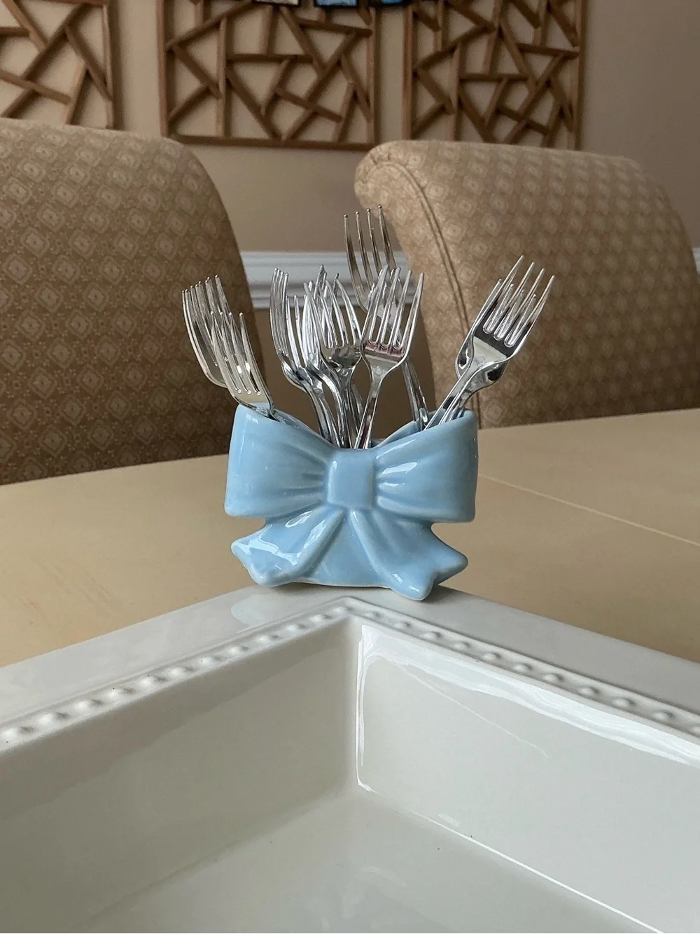Blue Bow Mini Mug Toothpick Holder Platter Decoration + Bonus 🎀